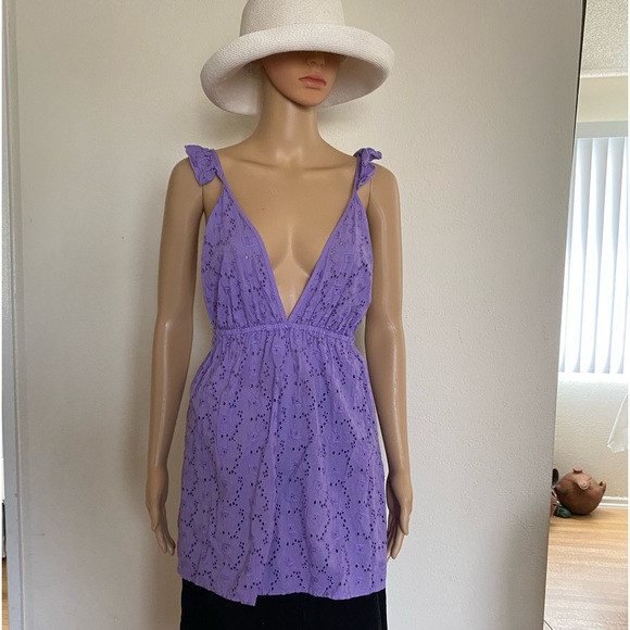 ASOS Tops - ASOS Purple Eyelet Spring Summer Backless Tunic Size 2